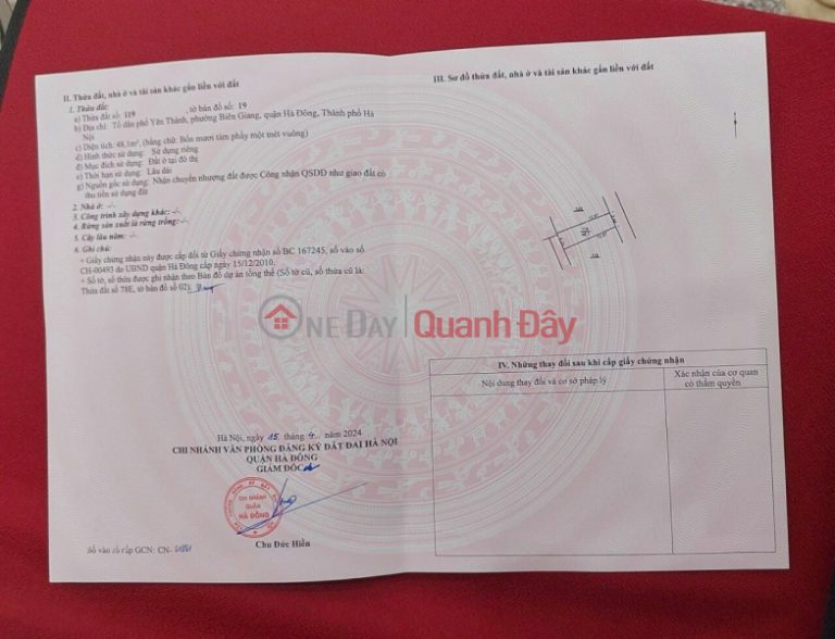 Cc gửi bán 2 lô 48.1m2, 2.x tỷ, Phúc Thành Biên Giang Hà Đông, HN, ô tô, 2 mặt ngõ thông.