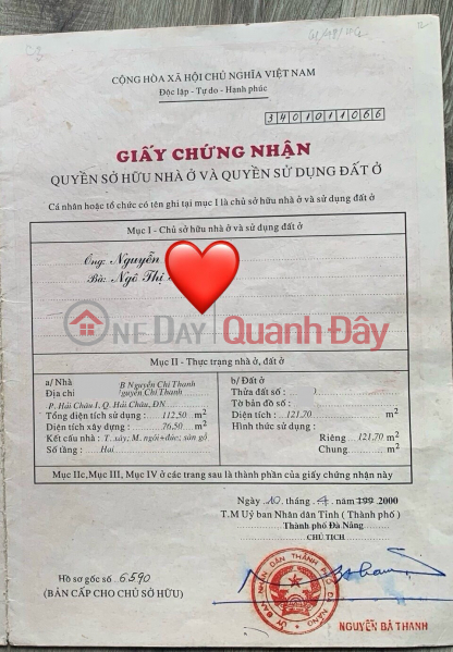 Bán nhà 2 tầng Lô góc kiệt ô tô 7m và 5m Nguyễn Chí Thanh Hải Châu Đà Nẵng-122m2-Chỉ 7,9 tỷ