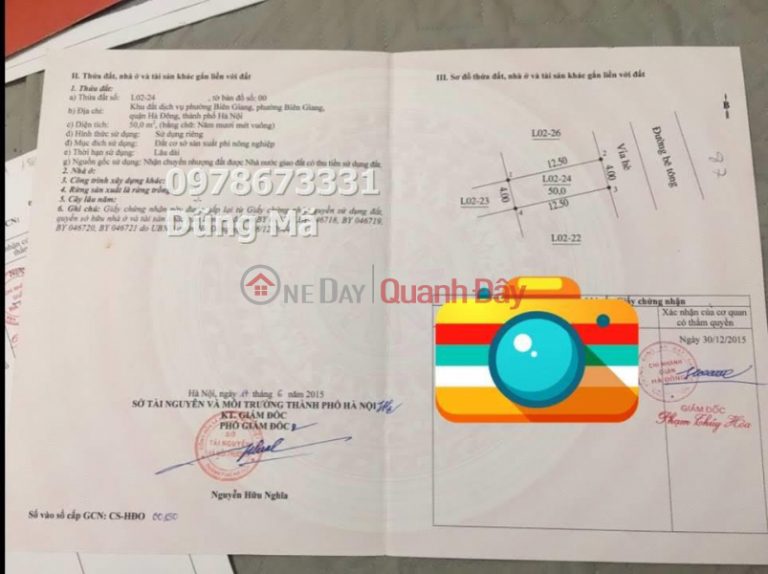 GIÁ CHỈ 3TY950 KHU DỊCH VỤ BIÊN GIANG-QUẬN HÀ ĐÔNG