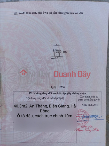 CC cần bán mảnh đất 40.3m2, tk6, nhỉnh 1 tỷ, An Thắng, Biên Giang, Hà Đông, Hà Nội
